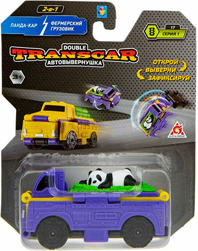 Машинка 1 Toy Transcar Double: Панда-кар – Грузовик для перевозки тростника, 8 см, блистер Transcar Double: Панда-кар –