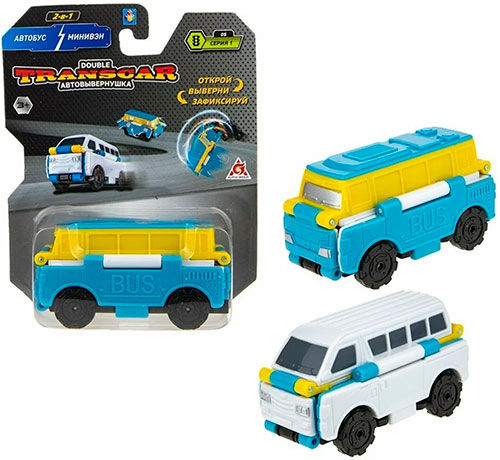 Машинка 1 Toy Transcar Double: Автобус – Минивэн, 8 см, блистер Transcar Double: Автобус – Минивэн 8 см блистер