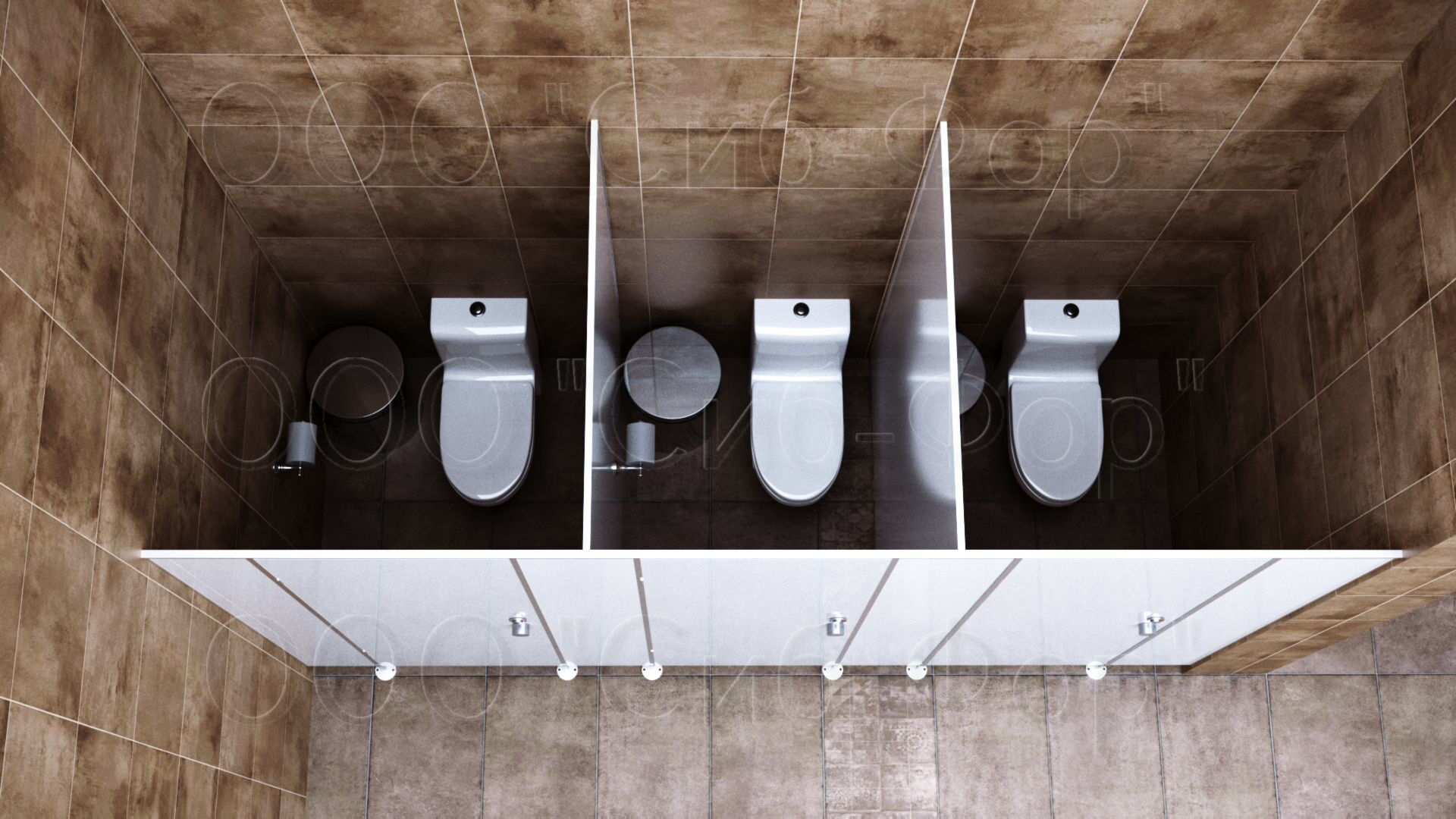 Сантехнические перегородки. Туалетные кабинки. ЛДСП. (3 каб.) (Компл.PL. Тип Т3) 3