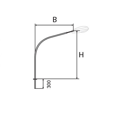 Кронштейн для осветительных приборов 1.К4-1,0-1,5 Ø 57 мм радиусный разнонаправленный