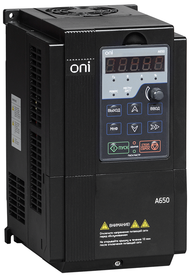 Преобразователь частоты A650 380В 3Ф 2,2kW 5,5А со встроенным тормозным модулем ONI