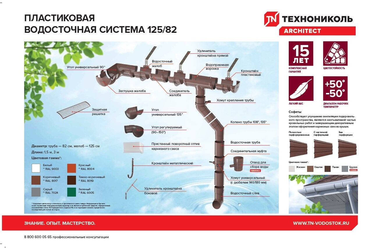 Водосточная система ТехноНиколь ПВХ, цена в Челябинске от компании Базовый  элемент