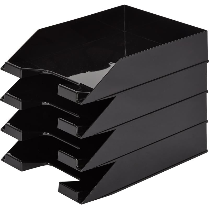 Лоток горизонтальный для бумаг Attache пластиковый черный 4 отделения (4 штуки в упаковке)