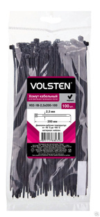 Volsten V02-1B-2,5х200-100 (Хомут черный нейлон 2,5х200 (100шт.)) VOLSTEN 
