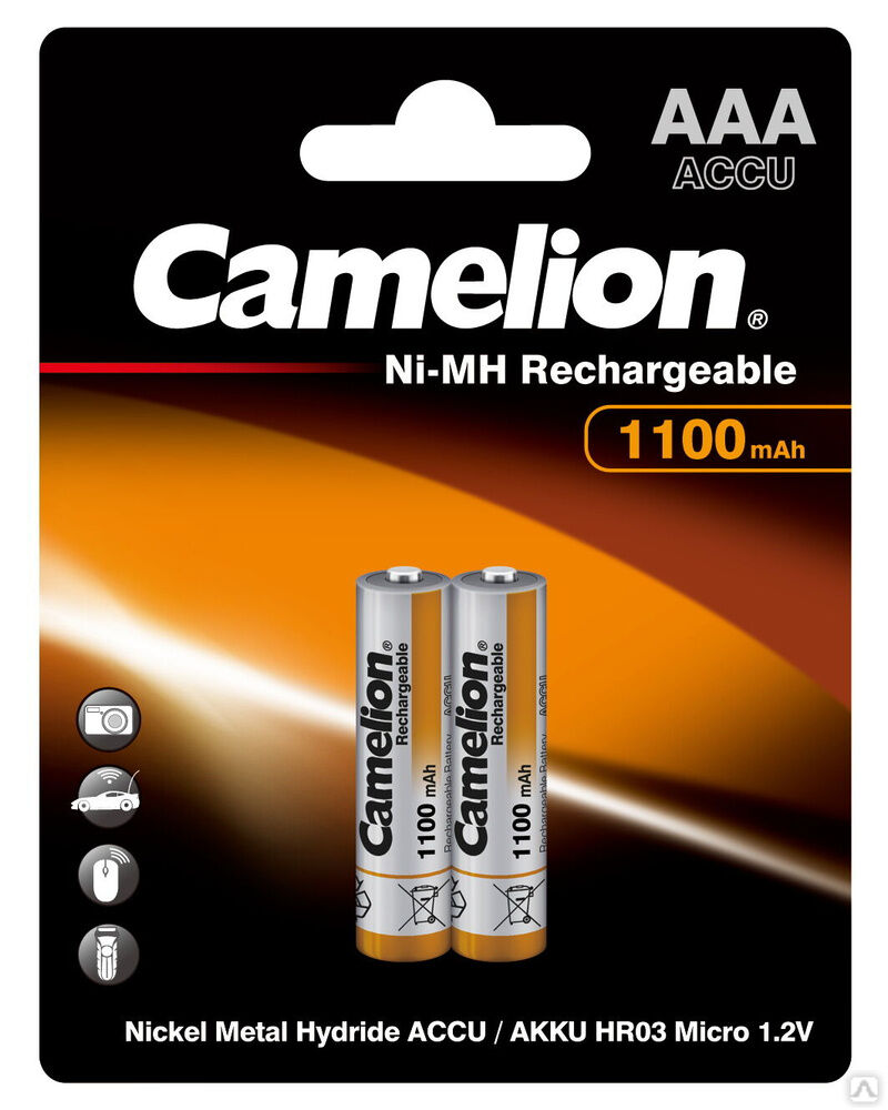 Camelion AAA-1100mAh Ni-Mh BL-2 (NH-AAA1100BP2, аккумулятор,1.2В) CAMELION