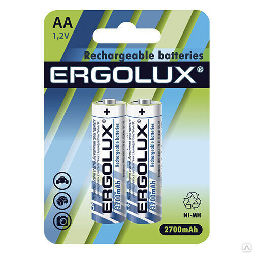Ergolux AA-2700mAh Ni-Mh BL-2 (NHAA2700BL2, аккумулятор,1.2В) ERGOLUX