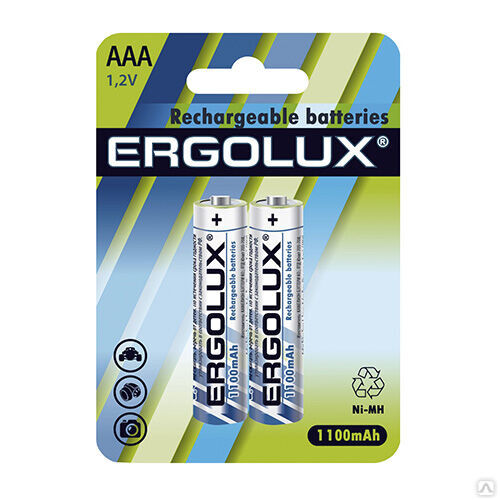 Ergolux AAA-1100mAh Ni-Mh BL-2 (NHAAA1100BL2, аккумулятор,1.2В) ERGOLUX