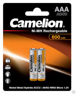 Camelion AAA- 600mAh Ni-Mh BL-2 (NH-AAA600BP2, аккумулятор,1.2В) CAMELION 