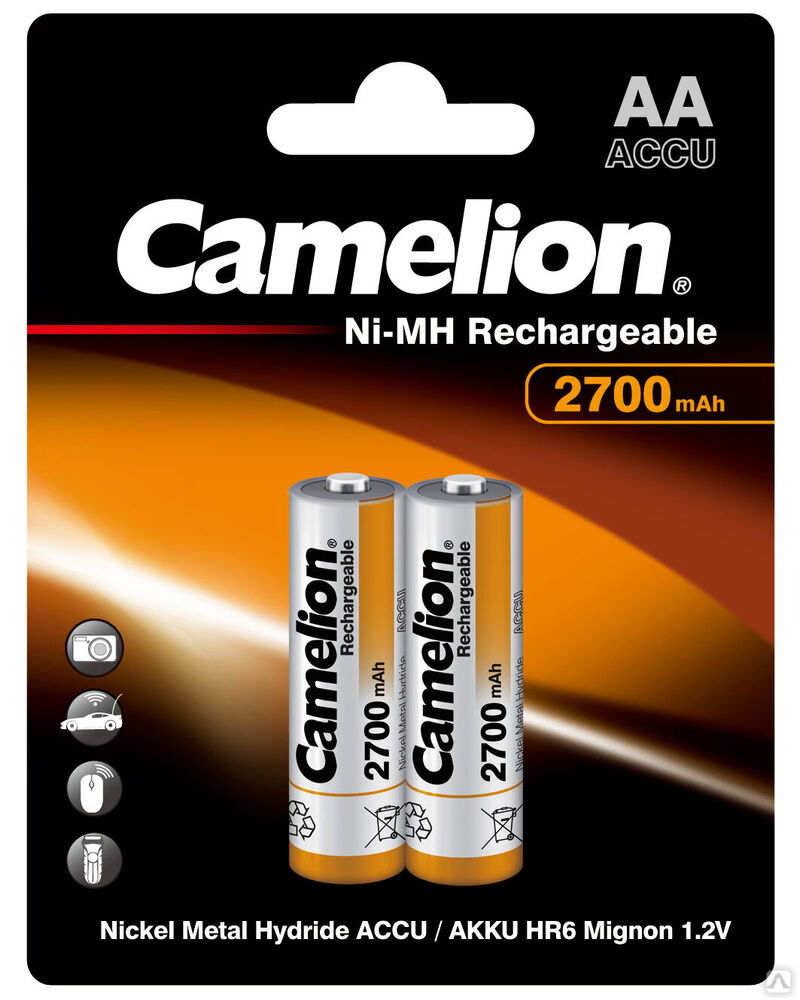 Camelion AA-2700mAh Ni-Mh BL-2 (NH-AA2700BP2, аккумулятор,1.2В) CAMELION