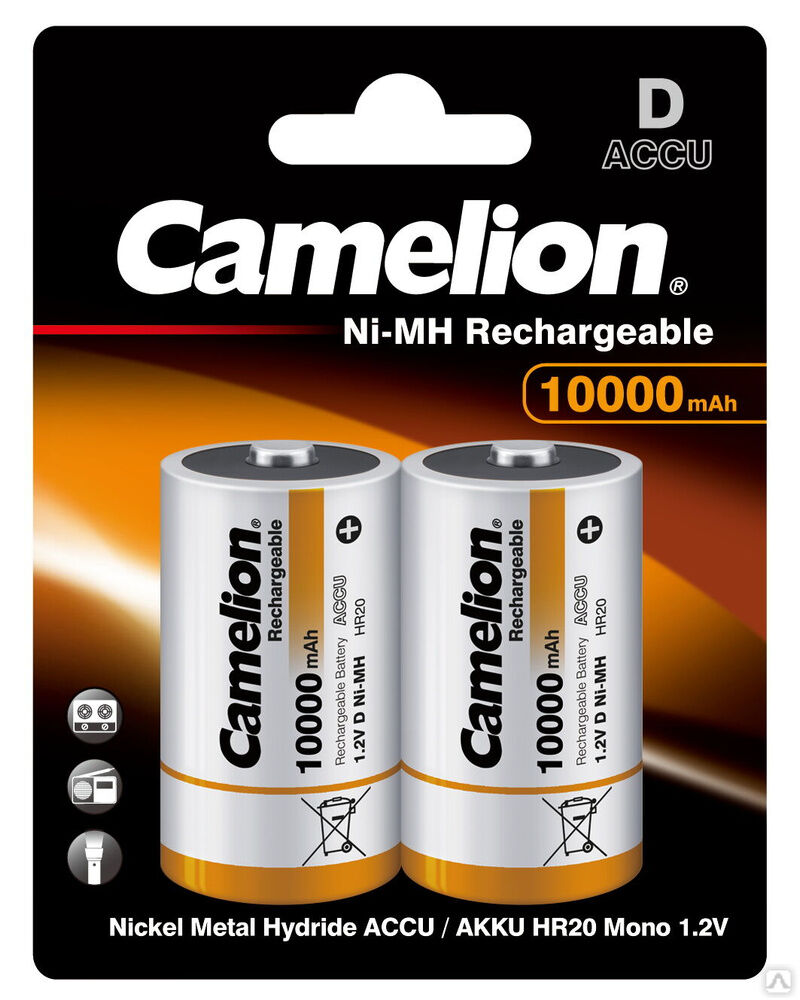 Camelion D-10000mAh Ni-Mh BL-2 (NH-D10000BP2, аккумулятор,1.2В) CAMELION