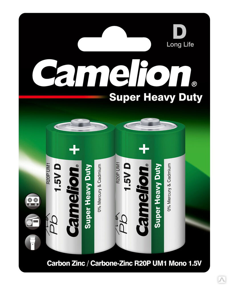 Camelion R20 BL-2 (R20P-BP2G, батарейка,1.5В) CAMELION
