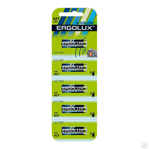Ergolux LR27A BL-5 (A27-BP5, батарейка,12В) ERGOLUX