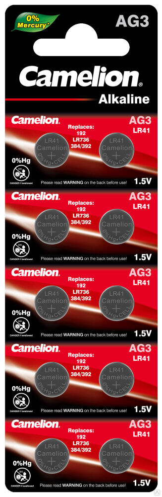 Camelion G 3 BL-10 Mercury Free (AG3-BP10(0%Hg), 392A/LR41/192 батарейка для часов) CAMELION