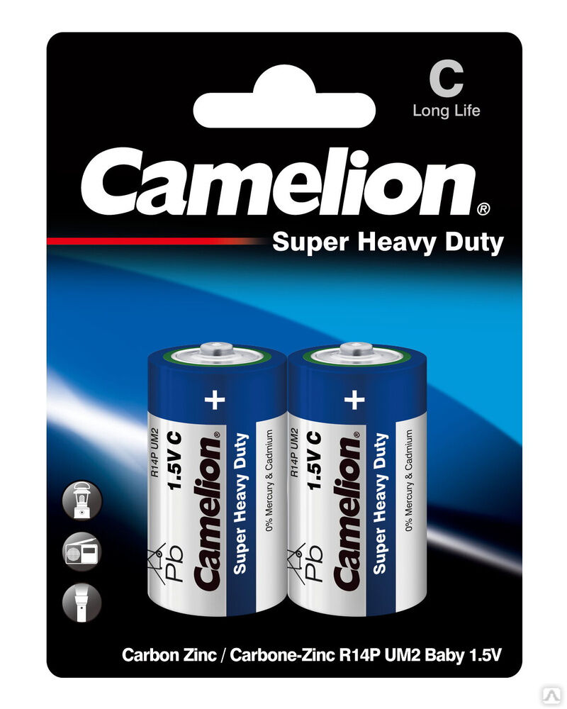 Camelion R14 Blue BL-2 (R14P-BP2B, батарейка,1.5В) CAMELION