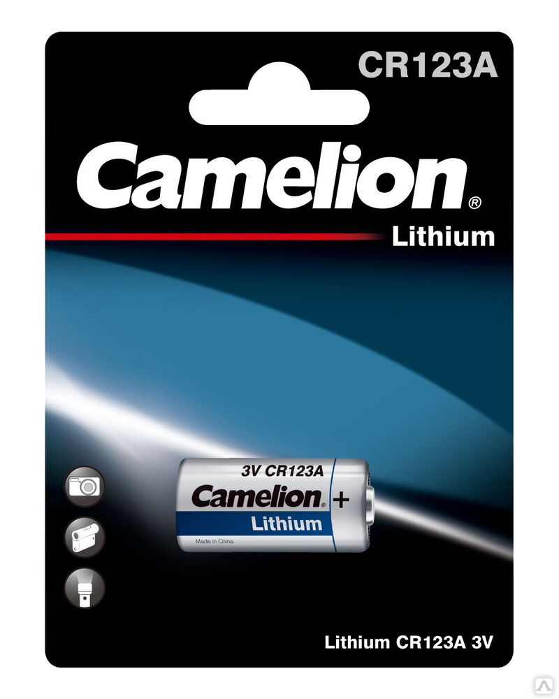 Camelion CR123A BL-1 (CR123A-BP1, батарейка фото,3В) CAMELION