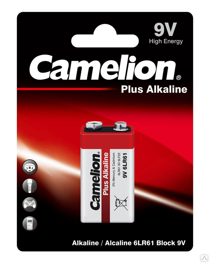 Camelion..6LR61 Plus Alkaline BL-1 (6LR61-BP1, батарейка,9В) CAMELION