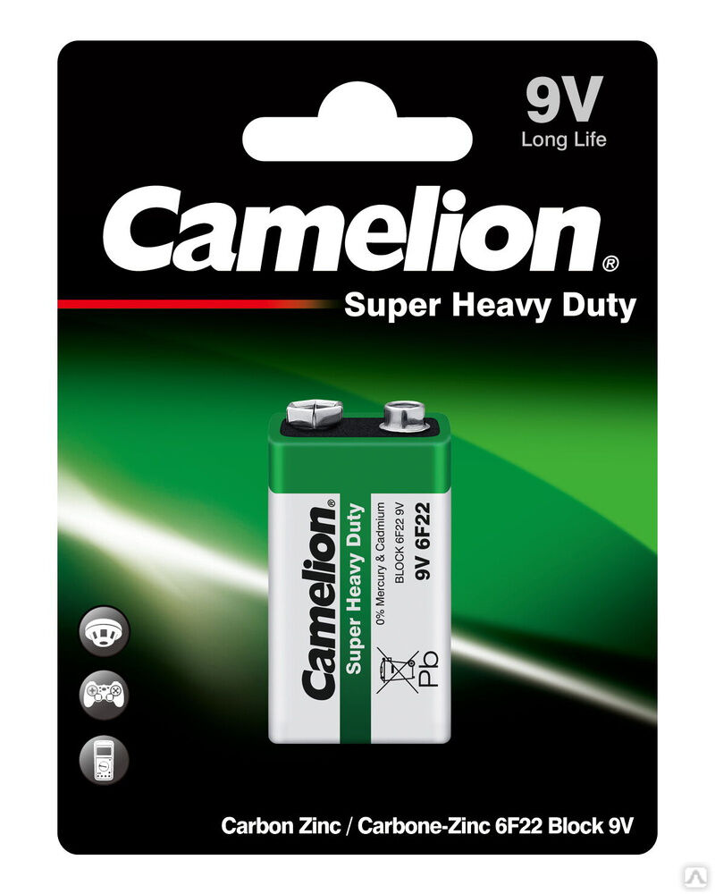 Camelion 6F22 BL-1 (6F22-BP1G, батарейка,9В) CAMELION
