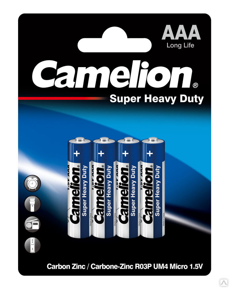 Camelion R03 Blue BL-4 (R03P-BP4B, батарейка,1.5В) CAMELION