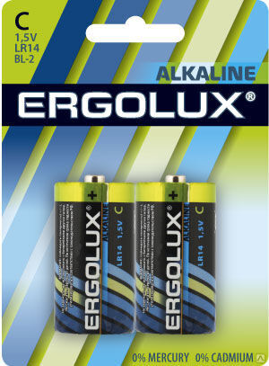 Ergolux..LR14 Alkaline BL-2 (LR14 BL-2, батарейка,1.5В) ERGOLUX