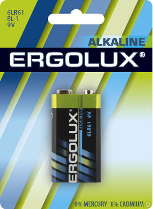 Ergolux..6LR61 Alkaline BL-1 (6LR61 BL-1, батарейка,9В) ERGOLUX
