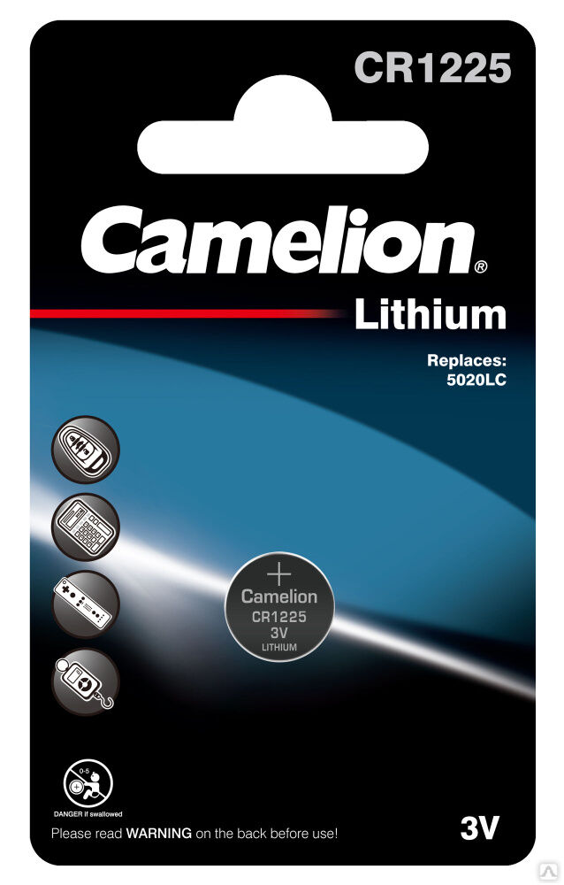Camelion CR1225 BL-1 (CR1225-BP1, батарейка литиевая,3V) CAMELION