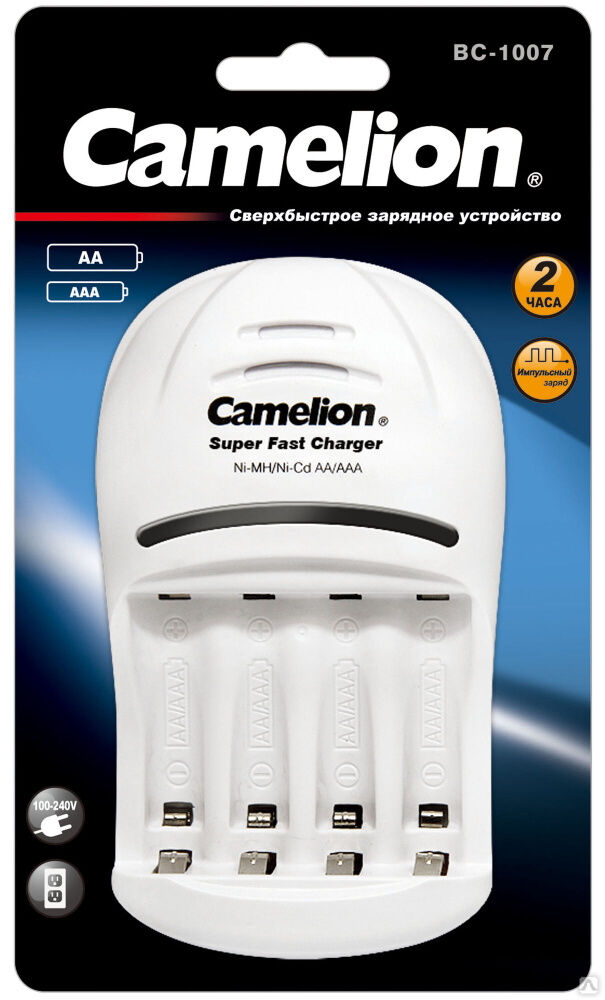 Camelion BC-1007 (BC-1007, Быстрое зар. ус-во для 1-4AAA/AA, таймер, индикаторы/ 1000мА, защита) CAMELION