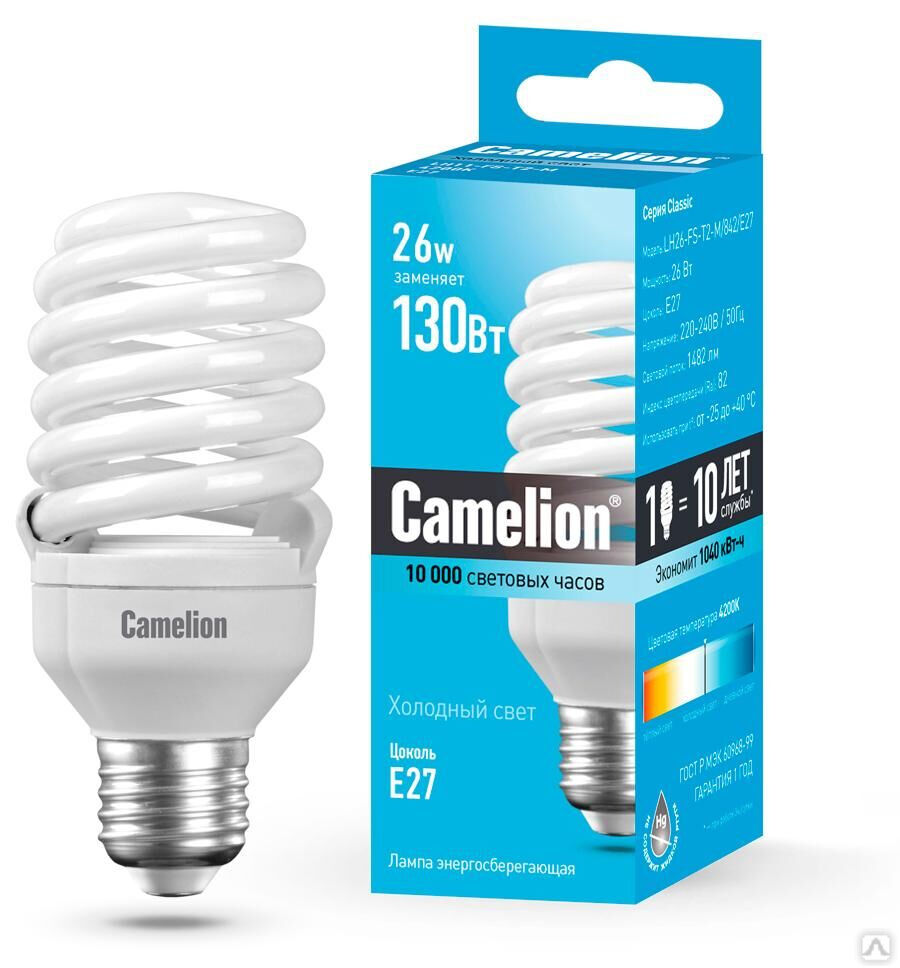 Camelion LH26-FS-T2-M/842/E27 (Энергосберегающая лампа 26Вт 220В, холодный свет 4200К) CAMELION