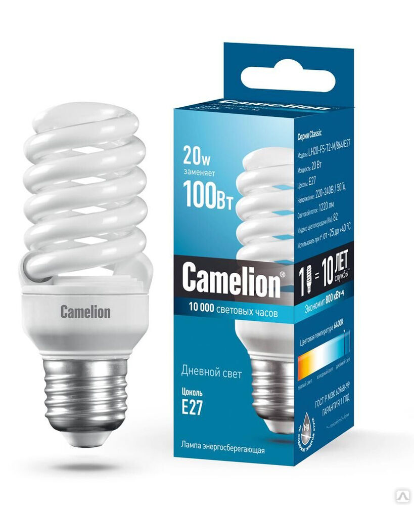 Camelion LH20-FS-T2-M/864/E27 (Энергосберегающая лампа 20Вт 220В, дневной свет 6400К) CAMELION