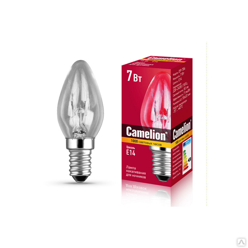 Camelion 7/P/CL/E14 (Эл.лампа накаливания для ночников, прозрачная, 1шт, 220V, 7W, Е14) CAMELION