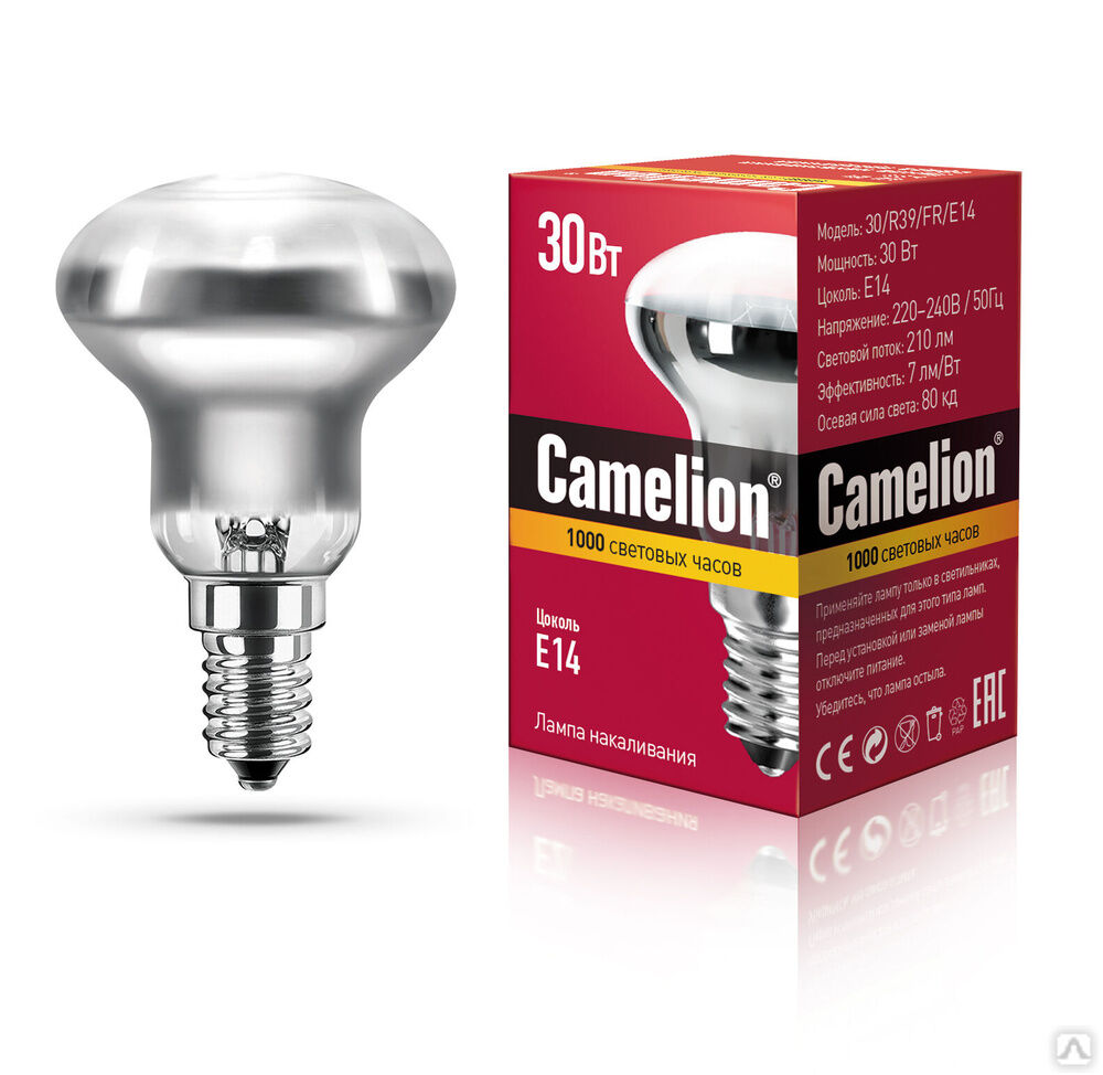 MIC Camelion 30/R39/FR/E14 (Эл.лампа накал. зеркальная матовая) CAMELION