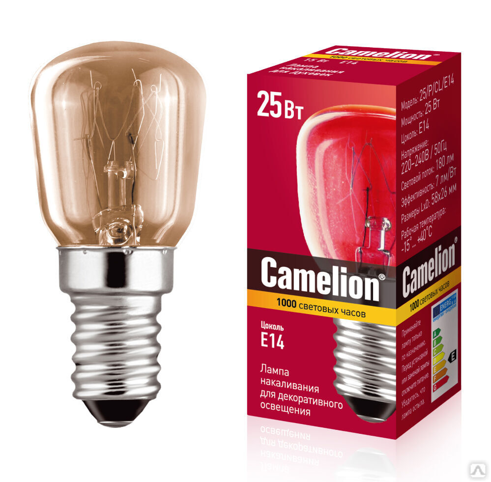 MIC Camelion 25/P/CL/E14 (Эл. лампа накаливания для холодильников и декор.подсветки) CAMELION