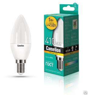 Лампа электрическая светодиодная LED5-C35/830/E14 5Вт 220В CAMELION 