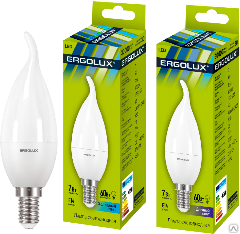 Лампа электрическая светодиодная LED-CA35-7W-E14-6K Свеча на ветру 7Вт E14 6500K 172-265В ERGOLUX #2
