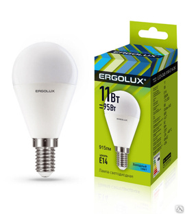 Лампа электрическая светодиодная LED-G45-11W-E14-4K Шар 11Вт E14 4500K 172-265В ERGOLUX 
