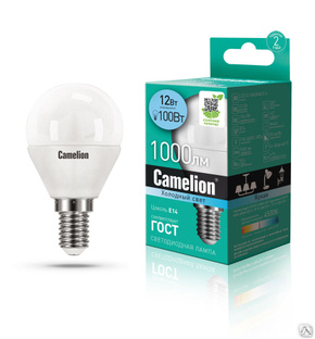 Лампа электрическая светодиодная LED12-G45/845/E14 12Вт 220В CAMELION 