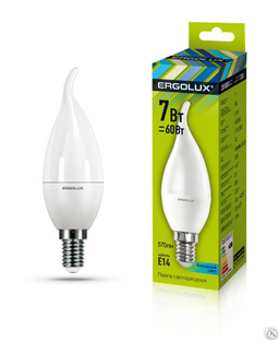Лампа электрическая светодиодная LED-CA35-7W-E14-4K Свеча на ветру 7Вт E14 4500K 172-265В ERGOLUX #1