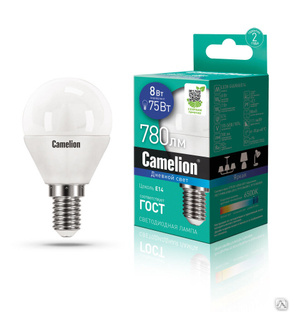 Лампа электрическая светодиодная LED8-G45/865/E14 8Вт 220В CAMELION 