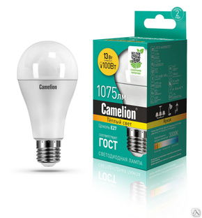 Лампа электрическая светодиодная LED13-A60/830/E27 13Вт 220В CAMELION 