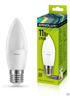 Лампа электрическая светодиодная LED-C35-11W-E27-6K Свеча 11Вт E27 6500K 180-240В ERGOLUX 