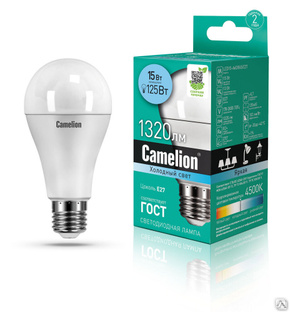 Лампа электрическая светодиодная LED15-A60/845/E27 15Вт 220В CAMELION 