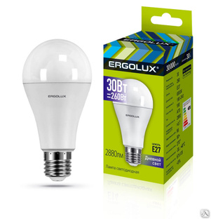 Лампа электрическая светодиодная LED-A70-30W-E27-6K ЛОН 30Вт E27 6500K 180-240В ERGOLUX 