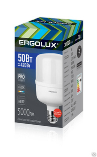 Лампа электрическая светодиодная серия PRO LED-HW-50W-E40-6K 50Вт E27/E40 6500К 150-260В ERGOLUX 