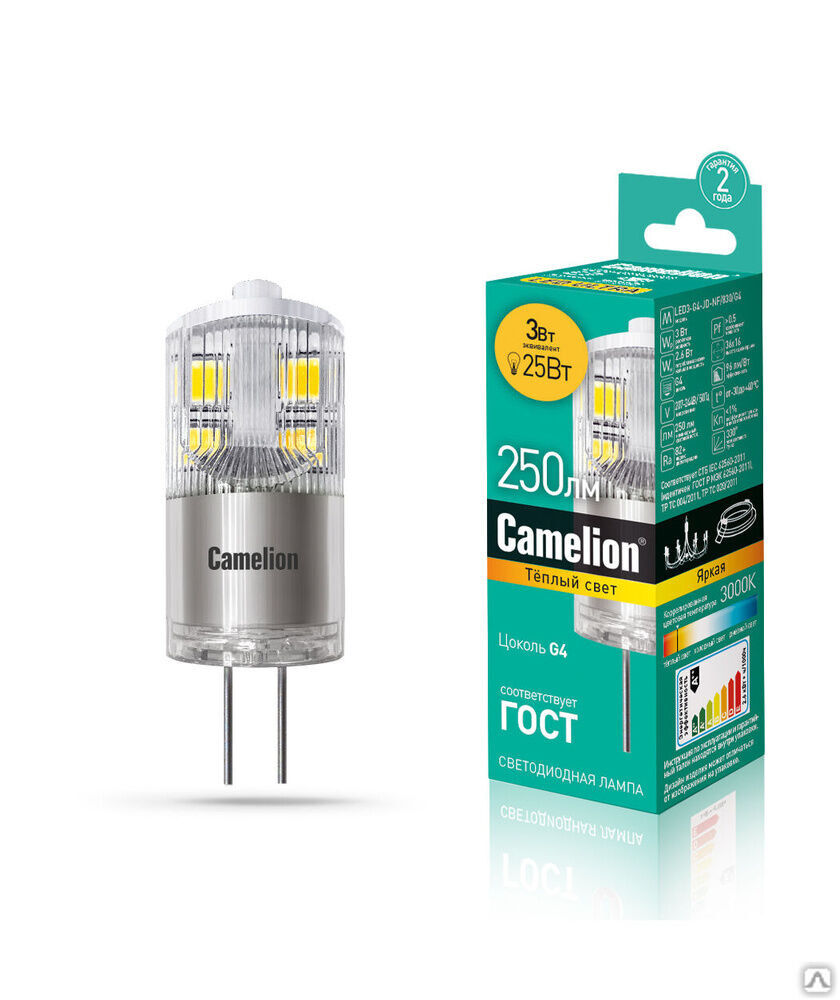 Лампа электрическая светодиодная LED3-G4-JD-NF/830/G4 3Вт 220В CAMELION