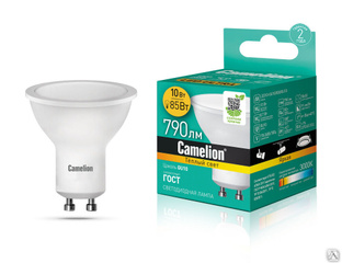 Лампа электрическая светодиодная LED10-GU10/830/GU10 10Вт 220В CAMELION 