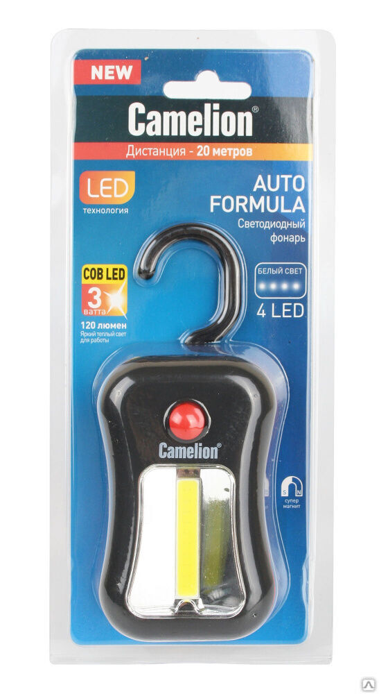Сamelion LED51520 (автомобильный фонарь, 3W COB+4 LED, 3XR03, пластик, магнит, подвес, блистер) CAMELION 7