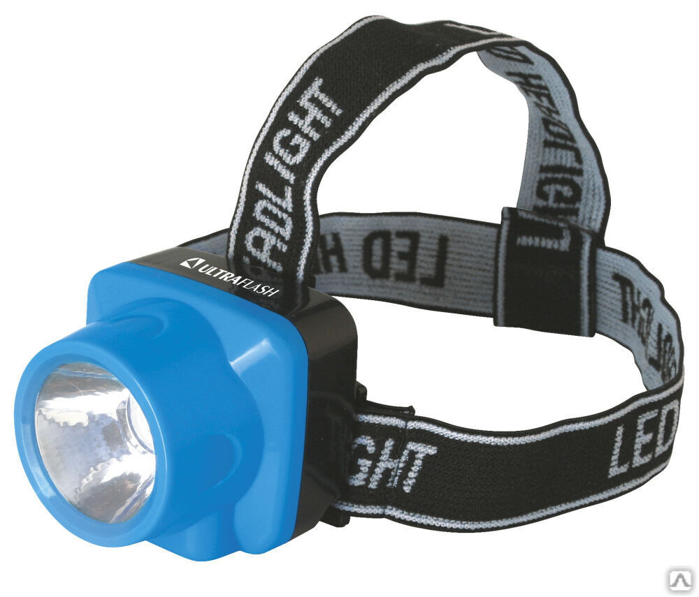 Ultraflash LED5374 (фонарь налобн аккум 220В, голубой, 0,4 Ватт LED, 1 реж, пласт, бокс) ULTRAFLASH
