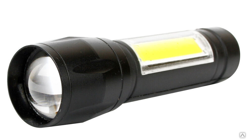 Ultraflash E1337 (фонарь аккум 3,7В, черный, XPE + COB LED, 3 Ватт, 3 реж., бокс) ULTRAFLASH