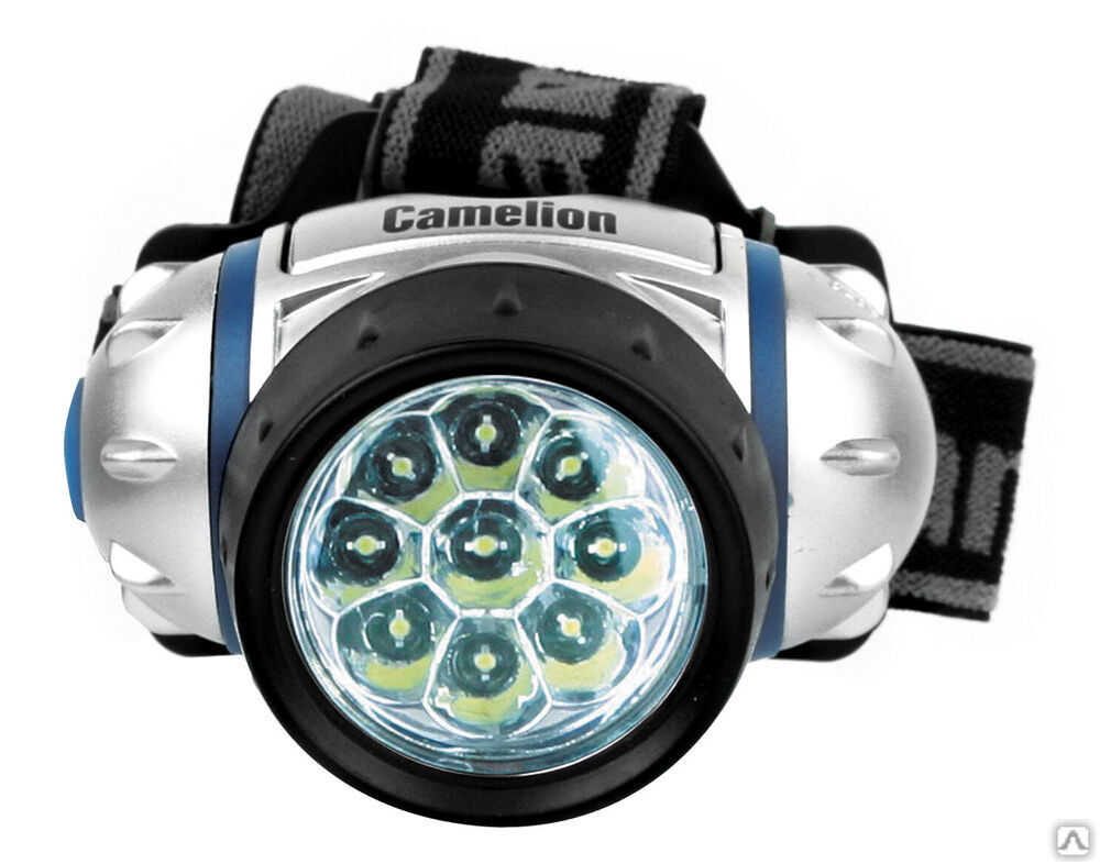 Camelion LED5317-9Mx (фонарь налобн, металлик,9 ультра ярк LED,4 реж, 3XR03 в компл, пласт, блист) CAMELION