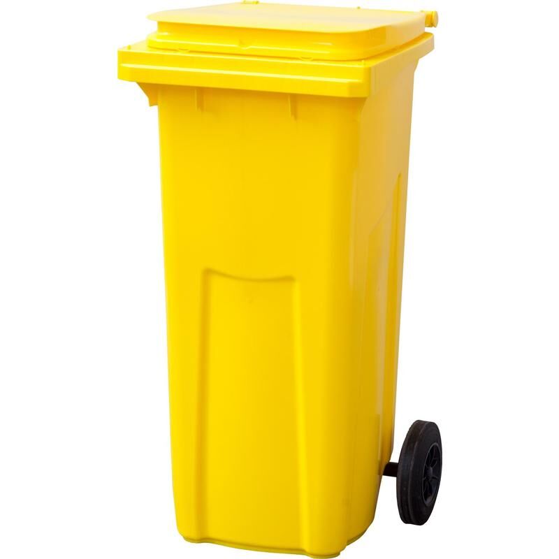 Контейнер-бак мусорный 120 л пластиковый на 2-х колесах с крышкой желтый NoName