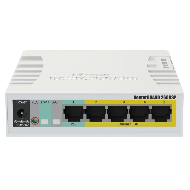 CSS106-1G-4P-1S, Коммутатор Mikrotik RouterBOARD 260GSP 4-PoE Web 6-ports Cloud Smart Switch